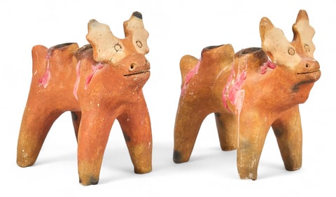 Pair of Mexican Folk Art Animal Candle Holders
