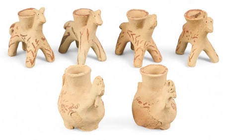 (6) Redware Animal Candle Holders