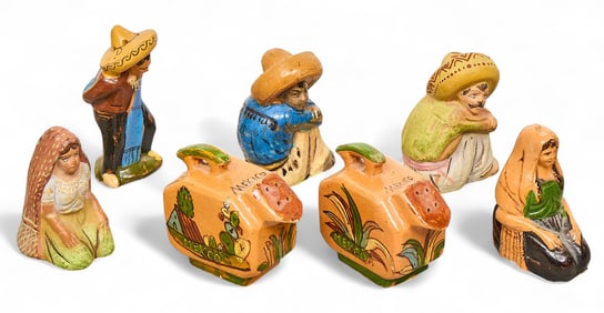 (7) Mexican Ceramic Salt and Pepper Shakers