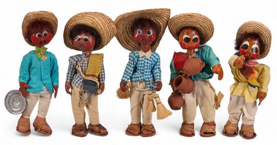 (5) Mexican Folk Art Munecos