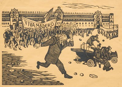 Alfredo Zalce, Viva Madero Woodblock Print