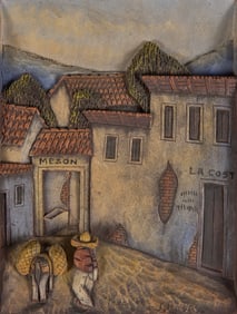 Vintage Bas-Relief Taxco Village Scene
