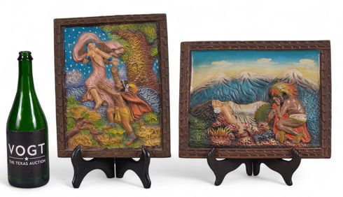 Pair of Ceramic Bas-Reliefs