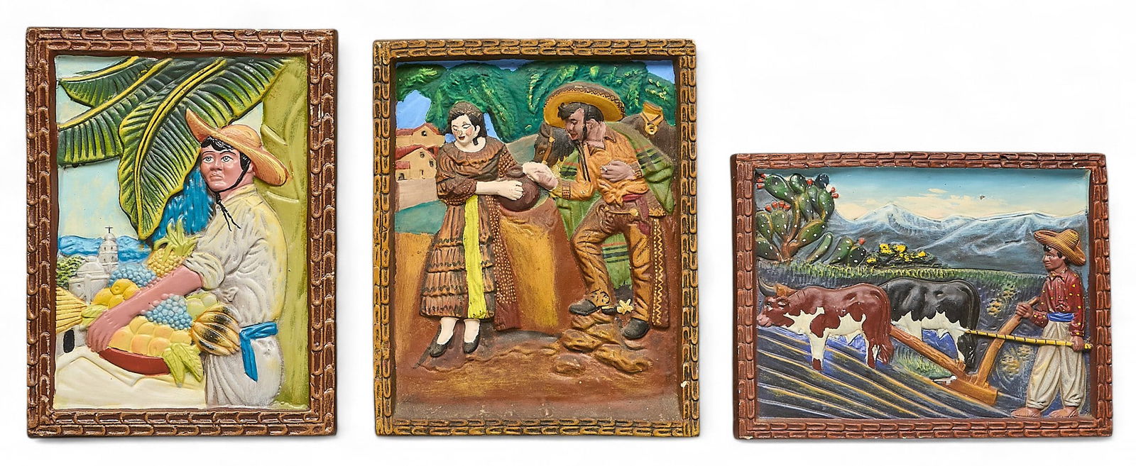 (3) Ceramic Bas-Relief Scenes (1 of 6)