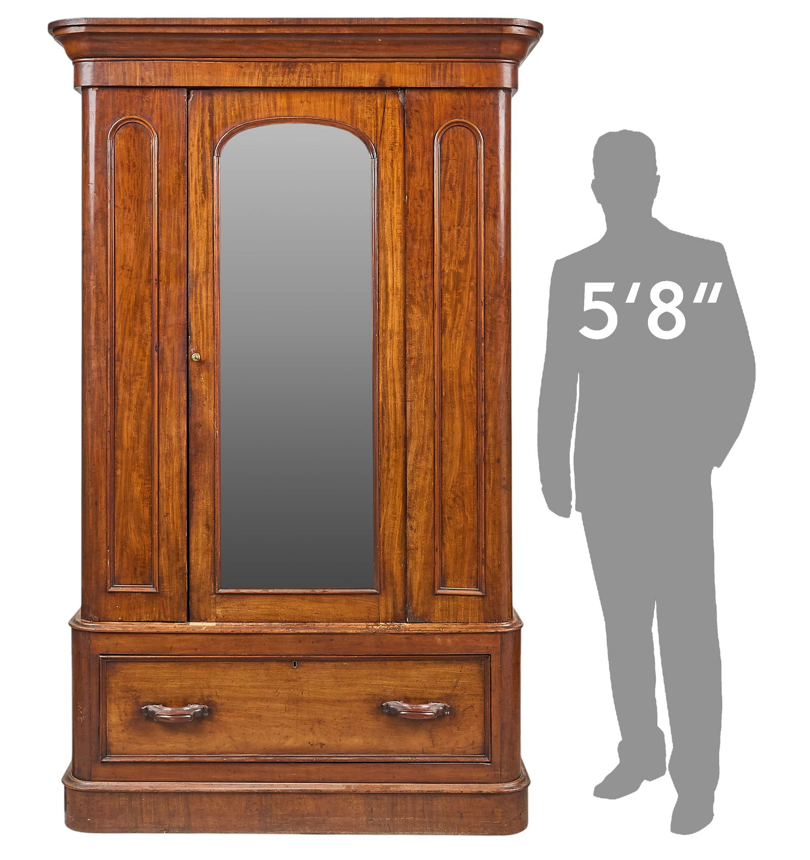 Antique Mirrored Gun Cabinet: Antique gun cabinet mirrored door, newer interior shelving, gun racks, and a lower drawer height 80 in. x width 49.5 in. x depth 22 in. Provenance: Property from a home in San Antonio, Texa