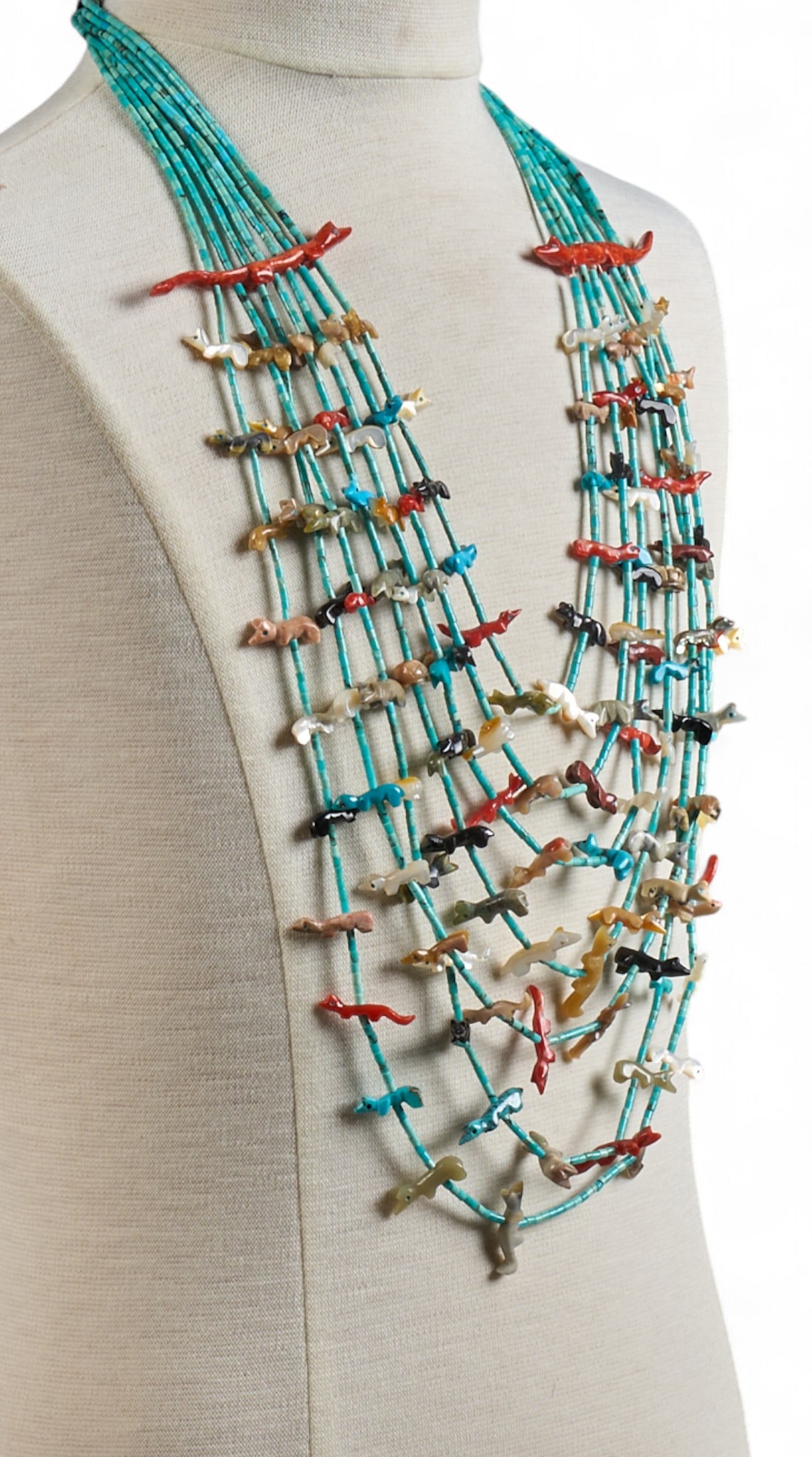 Zuni Fox Fetish Beaded Necklace (1 of 5)