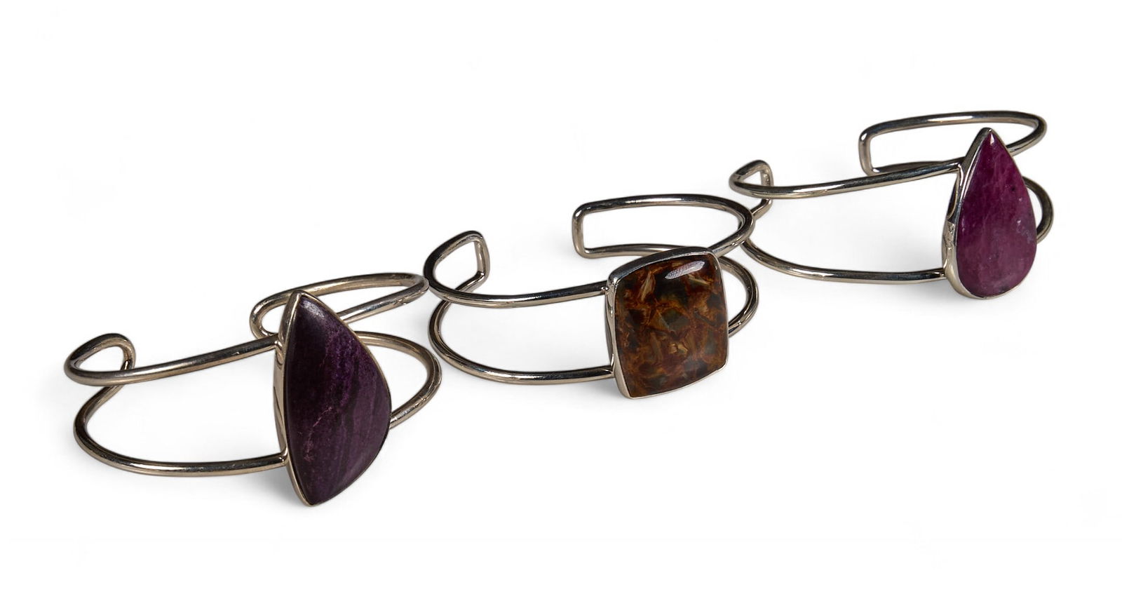 (3) Sterling & Gemstone Cuffs (1 of 4)