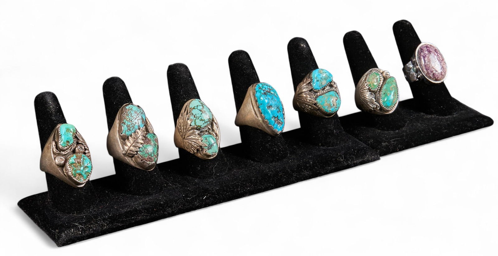 (7) Sterling & Turquoise Navajo Rings (1 of 7)