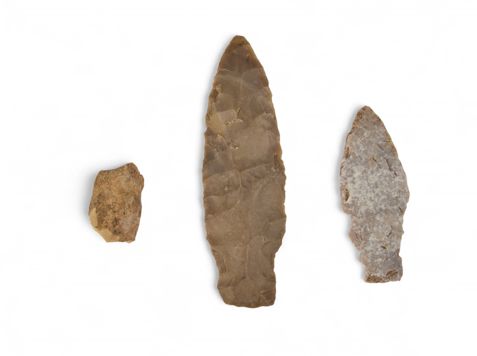 Framed Collection of Projectile Points: Framed collection of projectile points, includes Pontchartrain point and bison bone piece, with certificate of authenticity height 4 in. x width 1.25 in. X. depth .25 in. Provenance: Property fro