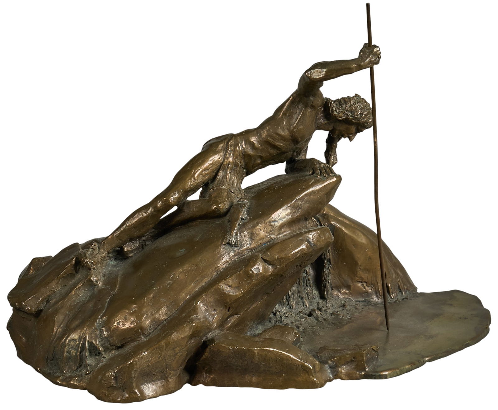 Mark Hopkins, "Morning Catch": Mark Hopkins (Amer., b. 1965), "Morning Catch", artist-cast bronze sculpture, freestanding, ed. 27/500, dated 1984 height 11 in. x width 16 in. x depth 11 in. Provenance: