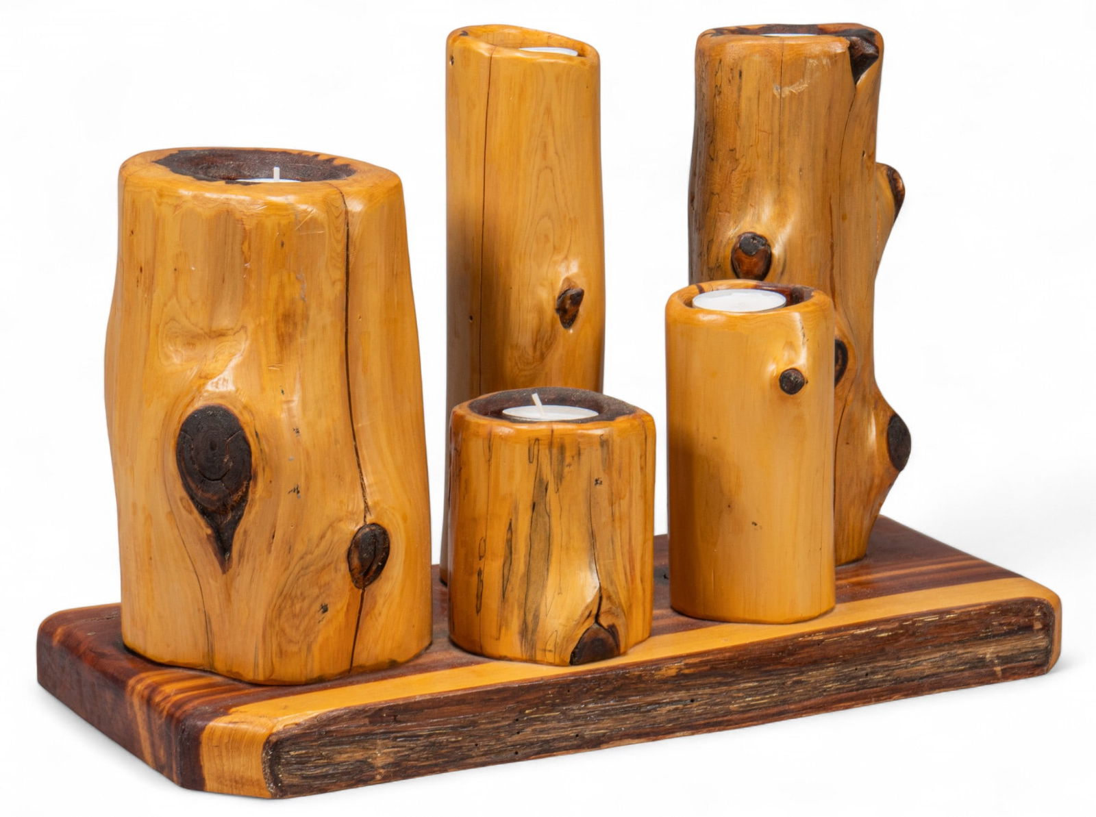 Handcrafted Cedar Candle Holder (1 of 4)