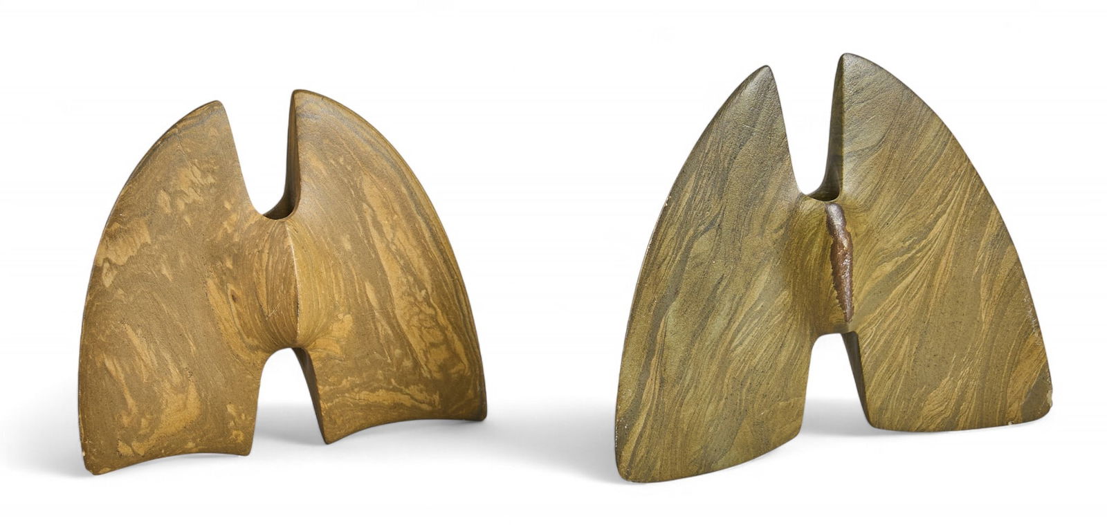 (2) Double-Notched Slate Butterfly Bannerstones (1 of 7)