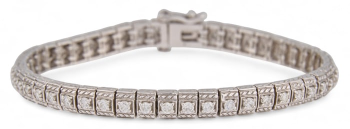 14K White Gold Diamond Tennis Bracelet