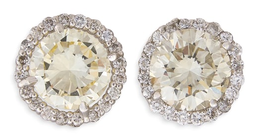 18K White Gold Diamond Halo Stud Earrings