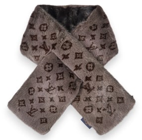 Louis Vuitton Monogram Reverso Mink Fur Scarf