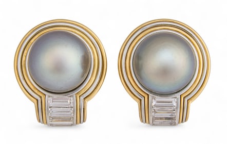 18K Diamond Two-Tone Earrings