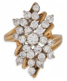 14K Diamond Cluster Ring
