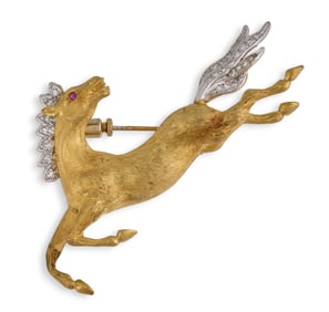 Vintage 14K Gold Running Horse Pin
