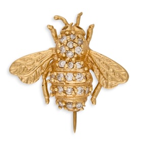 14K Diamond Bee Brooch