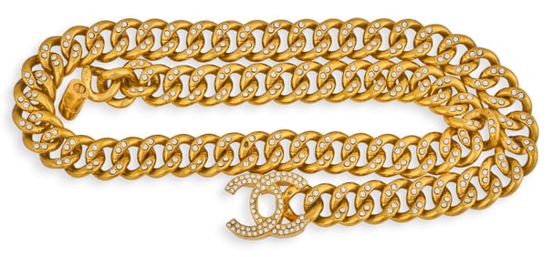 Chanel Rhinestone Curb Chain Necklace