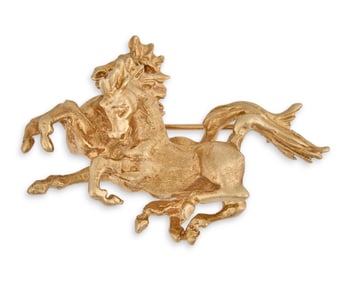 Vintage 18K Gold & Diamond Horse Pin