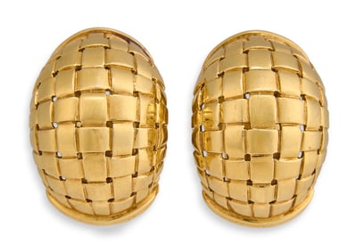 Fred Samuel 18K Basket Weave Earrings