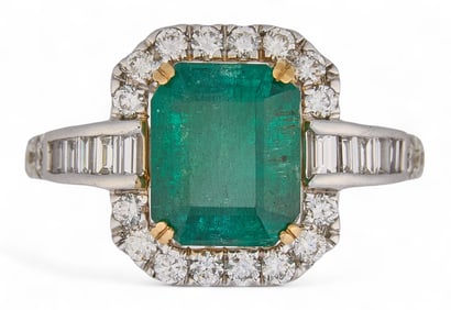14K Emerald and Diamond Ring