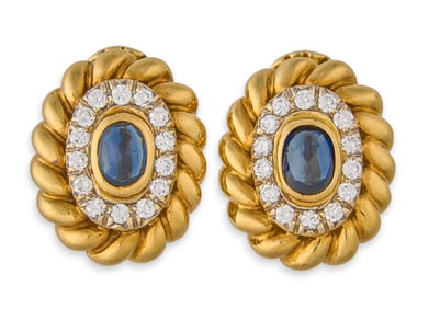 18K Diamond & Sapphire Earrings
