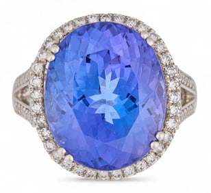 Platinum Tanzanite and Diamond Ring