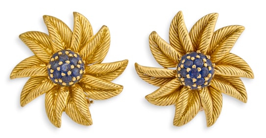 Tiffany & Co. 18K Gold & Sapphire Earrings
