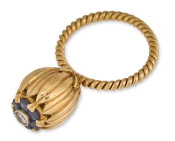 18K Diamond and Sapphire Flower Ring