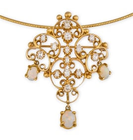 18K Opal Diamond Necklace