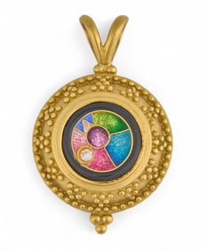 Susan Demski 18K Diamond  Enamel Pendant
