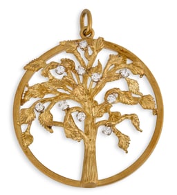 Vintage 18K Gold Tree of Life Pendant