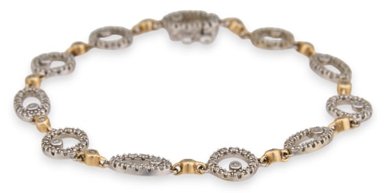 14K White Gold Oval Diamond Bracelet