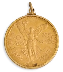 Mexican Fine Gold Coin Centenario Pendant