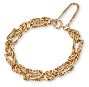 Textured 14K Gold Link Bracelet