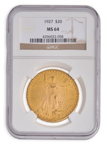 1927 MS64 St Gaudens Double Eagle Gold Coin
