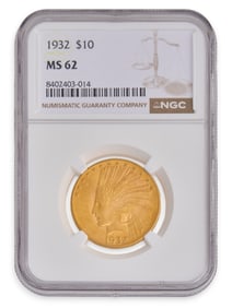 1932 MS62 $10 Indian Head Gold Coin