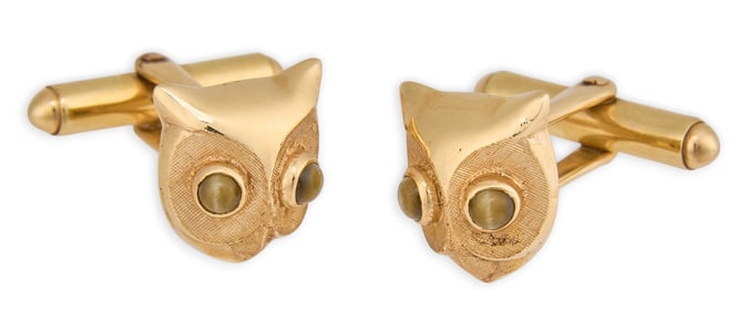 Vintage 14K Gold Owl Cufflinks