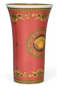 Versace Rosenthal Medusa Red Porcelain Vase