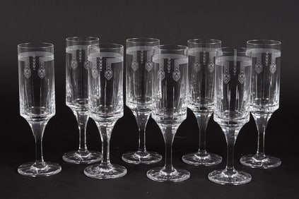 (8) Cartier "Des Ballets Russes" Crystal Champagne Flutes