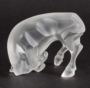 Lalique "Taureau" Frosted Bull Sculpture