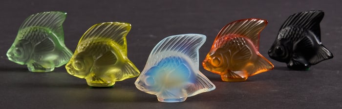 (5) Lalique Crystal “Poisson?? Figurines