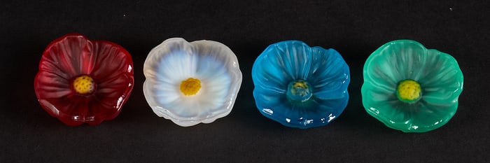 (4) Daum France Pâte-de-Verre “Fleurs?? Dishes