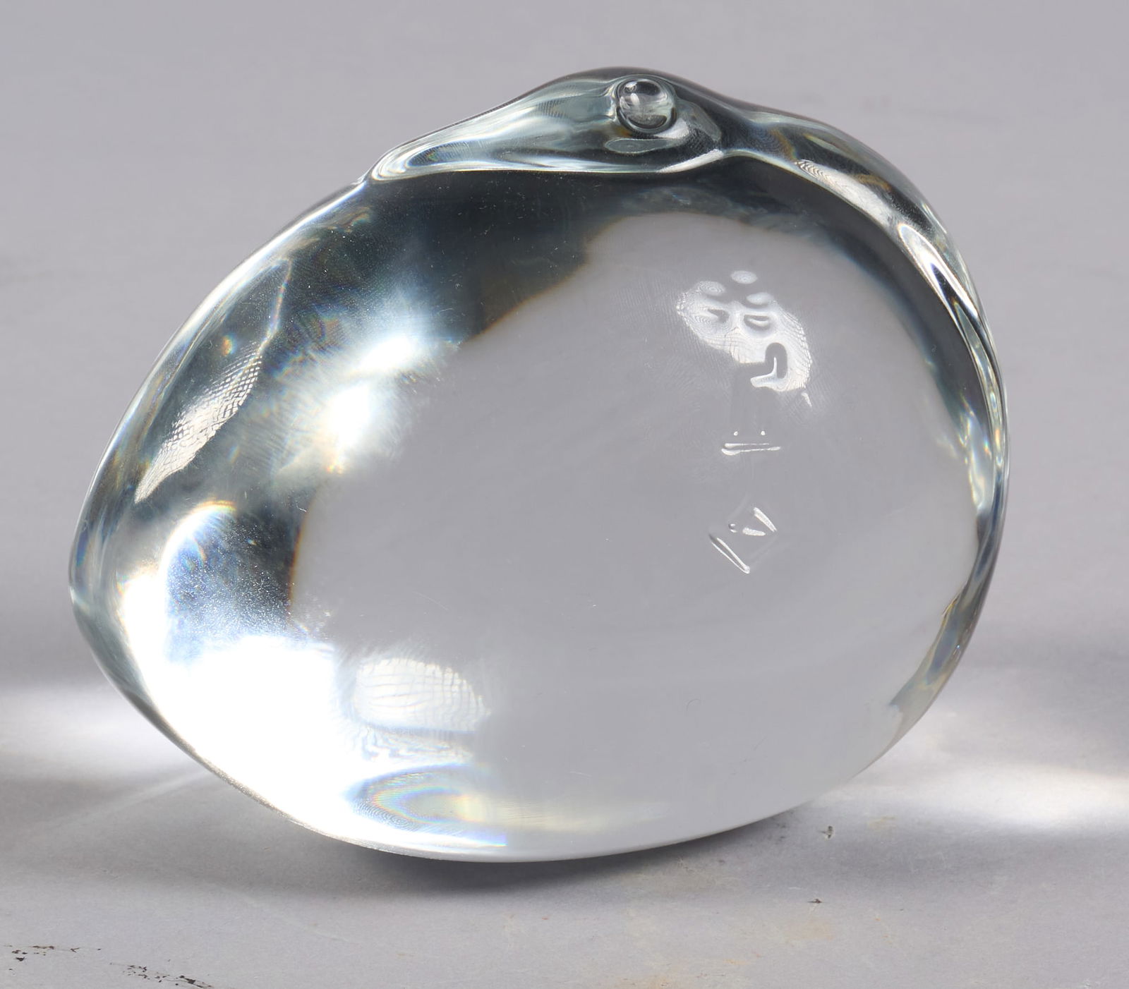 Baccarat Swan of Persia Crystal Paperweight: Baccarat "Swan of Persia" crystal paperweight from Baccarat's "Louvre Anniversary" line, commemorating the 200th anniversary of Baccarat in 1964, etched with the Baccarat and L