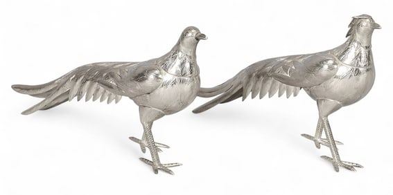 Pair of Sterling Silver Pheasants