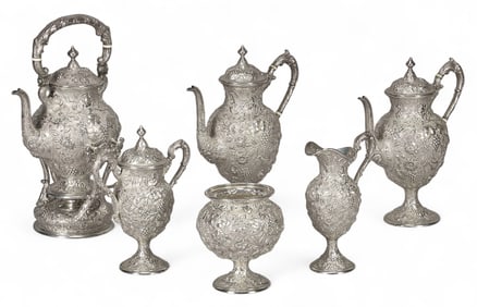 Loring Andrews Co. 6pc Repousse Tea Set