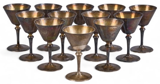 (12) Tiffany & Co. Sterling Cocktail Goblets