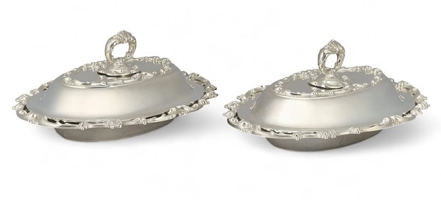 Pair of Sterling Silver Serving Dishes